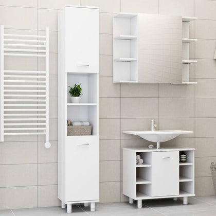 3 Piece Bathroom Furniture Set White Chipboard G0D8