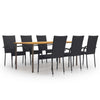 7 Piece Garden Dining Set Poly Rattan Black