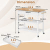 Kitchen Island Dining Room Serving Trolley with 2 Open Shelves-White