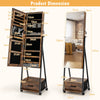 Mobile Mirror Jewelry Cabinet Standing Makeup Organizer Jewelry Armoire Lockable