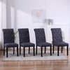 2x Button Tufted High Back Dining Chairs Fabric Upholstered Room Kitchen Grey