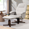 Swivel Recliner Chair with Footstool and Wooden Base, Light Grey