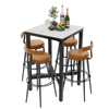 Glossy White Bar Table Square Tall Table Heavy-Duty Steel Frame Industrial Bar