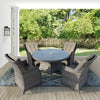 Luxury Garden 4 Seater 115cmx73cm = Round Dining Set - Outdoor Rattan Furniture