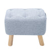 Small Linen Fabric Padded Footstool Footrest Pouffe Wooden Leg StoolHall Chair