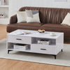 White High Gloss Coffee Table with Four Storage Rectangular Living Room Modern