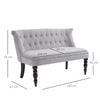 Velvet-Feel French Two-Seat Lounger Couch with Wood Frame, Grey