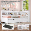 Daybed with 2 Drawers & Storage Compartments 3ft Single Wooden Bed Frame, White