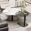Set Of 2 Nesting Coffee Table Artistic Accent Table Set Heavy Metal Black Base