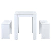 3 Pcs Modern Dining Table Set Table and 2 Bench Marble Look Kitchen Home White