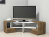 Fold Corner TV Stand 140cm Finished in White & Walnut
