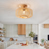 Rattan Chandeliers Ceiling Light Boho Lamp Wooden Lampshade Living Room Bedroom