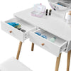 Dressing Table With Stool Led Lights Vanity Makeup Desk Set With 2 Drawers White