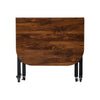 Brown Mobile Arc-edged Drop Leaf Table, Folding Kitchen Dining Table w/ 6 Wheels