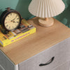2 Drawers Side Table with Fabric Drawer Wood Tabletop Storage Bedside Table Grey