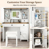 White Vanity Desk Dressing Table Stool Set Sliding Mirror Collect NN5