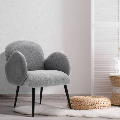 Luxury Teddy Fleece Sloped Arm Chair Lounge Armchair Dining Seat Vanity Chairs