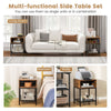 2-Tier End Table Nightstand Industrial Coffee Sofa Beside Table W/ Mesh Shelf