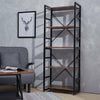 Vintage 5Tier Bookshelf Rustic Wood Metal Storage Bookcase Display Shelving Unit