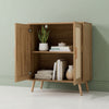 Rattan Door Cabinet Kitchen Living Room Wooden Storage Cupboard Shelf Sideboard