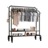 Heavy Duty Metal Double Rail Clothes Garment Hanging Rack Shelf Display Stand UK