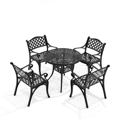 Aluminium Cafe Bistro Set Garden Furniture Table & Chair Patio Cast Black White
