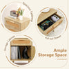 Rattan Nightstand Boho Bedside Table with Storage Drawer
