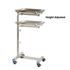 Stainless Steel Mobile Tray Trolley Adjustable Height Medical Salon Trolley Cart