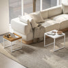 Side End Tables Set of 2 Boxy Nesting Tables Coffee Tables White/Wood-Effect