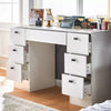 White Dressing Table Wood Makeup Desk with LED Mirror 7 Drawers Stool Bedroom