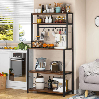 5-Tier Kitchen Baker's Rack Coffee Station Microwave Oven Stand w 10 Hook