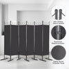 6 Panels Privacy Screen Panels Folding Room Wall Divider with Stable Foot Black