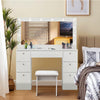 Vanity Desk Set with LED Light Mirror Makeup Vanity Table w/ 7 Drawers Stool