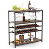 5-tier Wine Rack Table Freestanding Bar Wine Racks With 4 Rows of Glass Holders