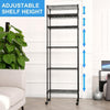 5 Tier Metal Storage Rack Shelving Wire Shelf Kitchen Office Unit Stand + Wheels