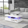 LED Coffee Table High Gloss Tea Table 2 Drawer Storage Modern Home Living Room