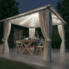 Gazebo with Curtain & LED String Lights 3x3 m Cream Aluminium