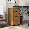 Rolling Cabinet with Drawers MOSS Honey Brown Solid Wood Pine
