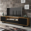 TV Unit 200cm Sideboard Cabinet | Oak & Black Wave Doors | Modern TV Stand