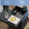LED Bedside Table 2 Drawers Cabinet Charging Station Nightstand Storage Black