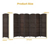 6 Panel Room Divider Privacy Screen Wall Folding Partition Hand-woven Rattan