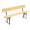 Outdoor Wooden Folding Beer Table Bench Set Trestle Garden Steel Leg w/ Backrest