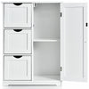 Storage Cabinet Bathroom Floor Cabinet Freestanding Storage Cupboard w/ 3 Drawer