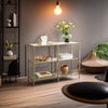 Glass Console Table with Metal Frame Entryway Cabinet