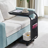 C Shaped Side Table with Wheels for Living Room Mobile Sofa Side End Tables
