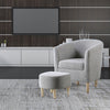 Single Sofa Seat Fabric Upholstered Bucket Back Chair Accent Armchair W/ Ottoman