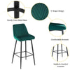 2Pcs Green Bar Stools Velvet Breakfast Pub Chair Kitchen Shape V Design