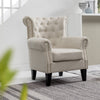 Chesterfield Linen Fabric Wing Back Chair QueenStyle Armchair Seat Backrest Sofa