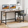 140 cm Writing Desk Modern Computer Workstation Home Office Desk with 2 Drawers