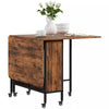 Mobile Drop Leaf Dining Table on Wheels with Storage Shelf Rustic Brown
